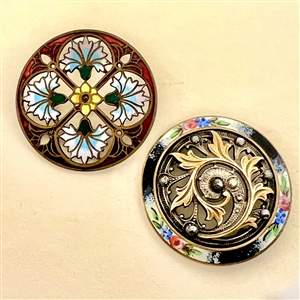 Two 19th c. buttons with enamel.