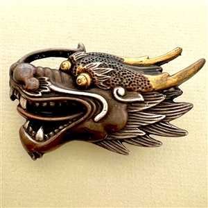 HUGE old heavy Shakudo buckle of a dragon’s head.