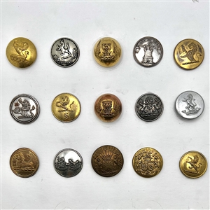 Fifteen Livery buttons depicting lions.