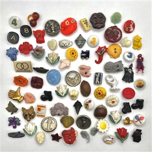 Seventy six Vintage goofies and other FUN buttons.