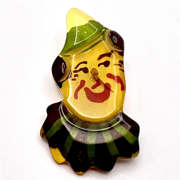 Reverse painted Vintage (?) acrylic clown button.