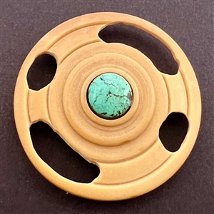 Studio button with turquoise center by Bob Benson. 