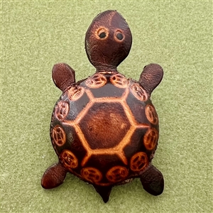 Realistic leather turtle button.