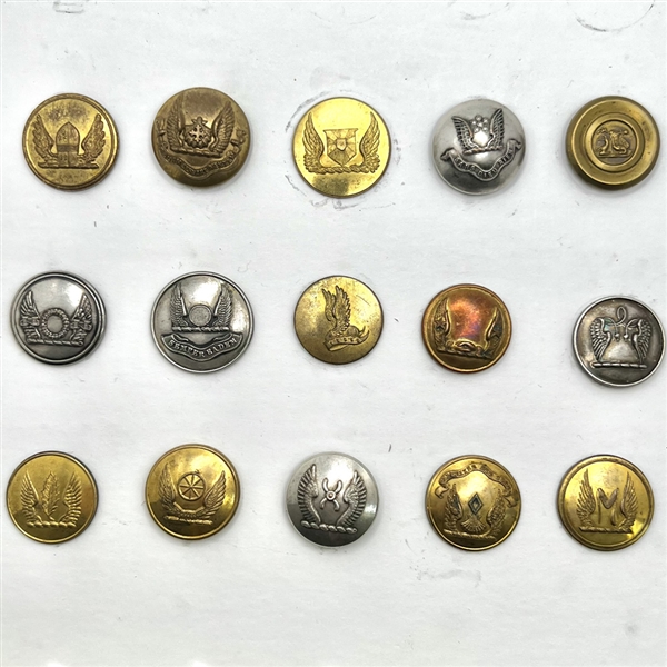 Fifteen Livery buttons depicting wings.