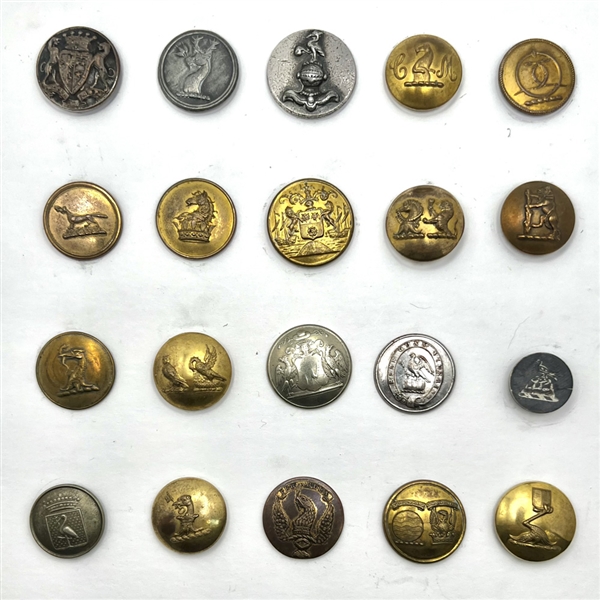 Twenty Livery buttons depicting animals.