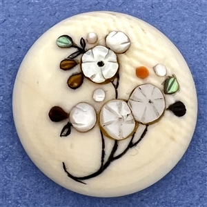 Japanese Shibayama button of flowers in natural material.