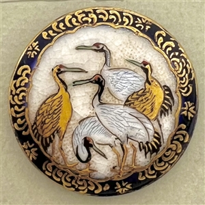 Satsuma button of five red-crowned cranes.