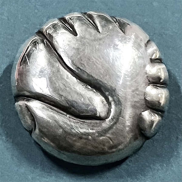 Rare large clasped hands Mexican silver button by William Philip Spratling.