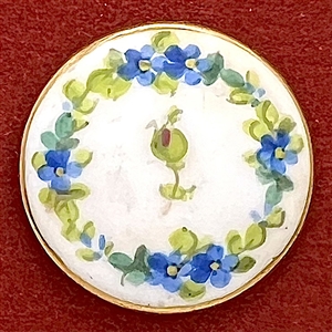 A 19th c. Staffordshire England Mintons painted porcelain button of flowers.