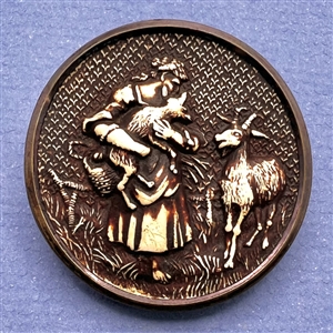 SCARCE large “Goat Girl” ivoroid button. 