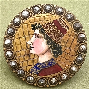 Champlevé enamel button of Renaissance man.