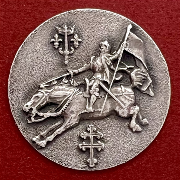 RARE Joan of Arc white metal button from France.