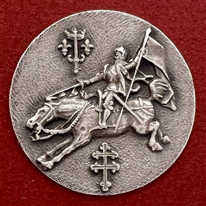 RARE Joan of Arc white metal button from France.