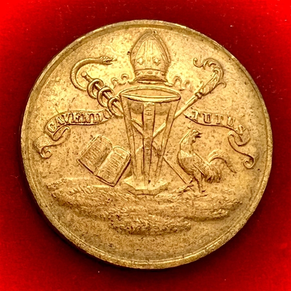 Brass Livery Ecclesiastic badge button with bishop’s mitre.