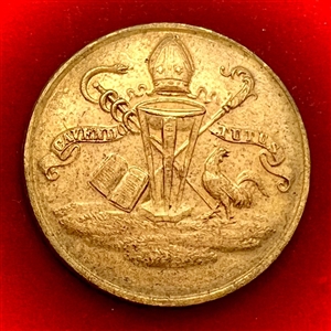 Brass Livery Ecclesiastic badge button with bishop’s mitre.