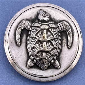 Vintage silvered brass Hawksbill sea turtle button.