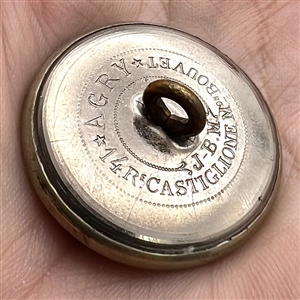 French Livery crest button of an owl with a captured rat.