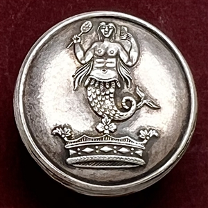 Fabulous Irish Livery crest button of a mermaid surmounting a coronet.