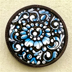 “En grisaille” 19th c. enamel button floral design.