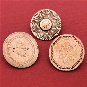 Three copper buttons - two are 18th c. copper colonials.