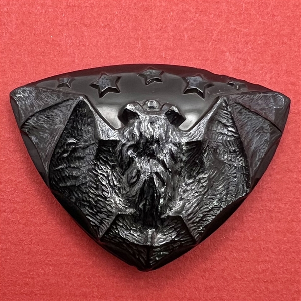 Rare black glass bat with stars button. 