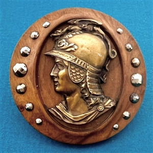 A stunning 19th c. Wood button of Athena.