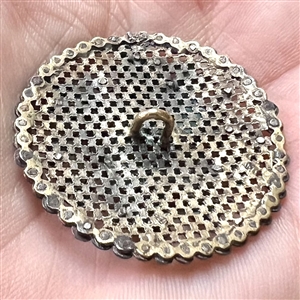 A 19th c. screen back button of bird defending nest with egg from a lizard!