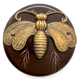 HUGE brass bee on Bakelite button.