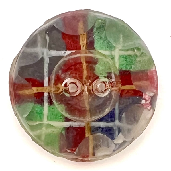 Scarce paperback faceted glass sew-thru button.