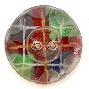 Scarce paperback faceted glass sew-thru button.