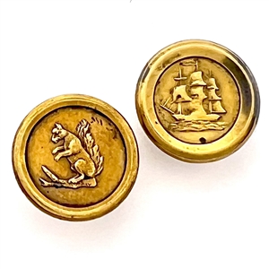 Two Jacksonian gilt brass waistcoat buttons.