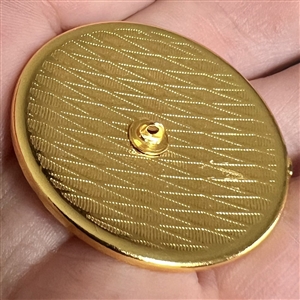 Damascene sailing ship button with verbal.