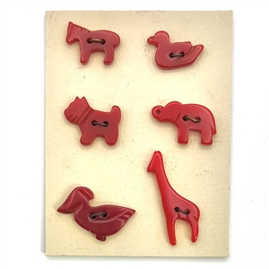 Set of six sew-threw Vintage Bakelite realistic animal goofies buttons.