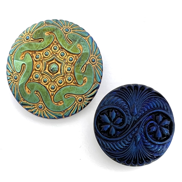 Two modern Czech. glass buttons.