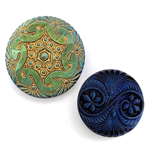 Two modern Czech. glass buttons.