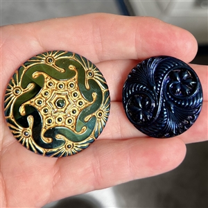 Two modern Czech. glass buttons.