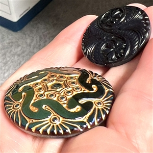 Two modern Czech. glass buttons.