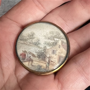 An 18th c. Painting of a village scene button.