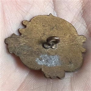 Enamel button of flowers with unusual Rococo border.