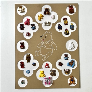 Card of thirty teddy bear buttons.