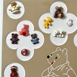 Card of thirty teddy bear buttons.