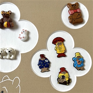 Card of thirty teddy bear buttons.