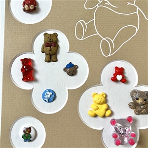 Card of thirty teddy bear buttons.