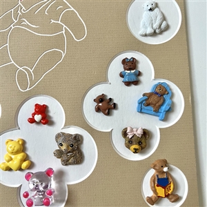 Card of thirty teddy bear buttons.