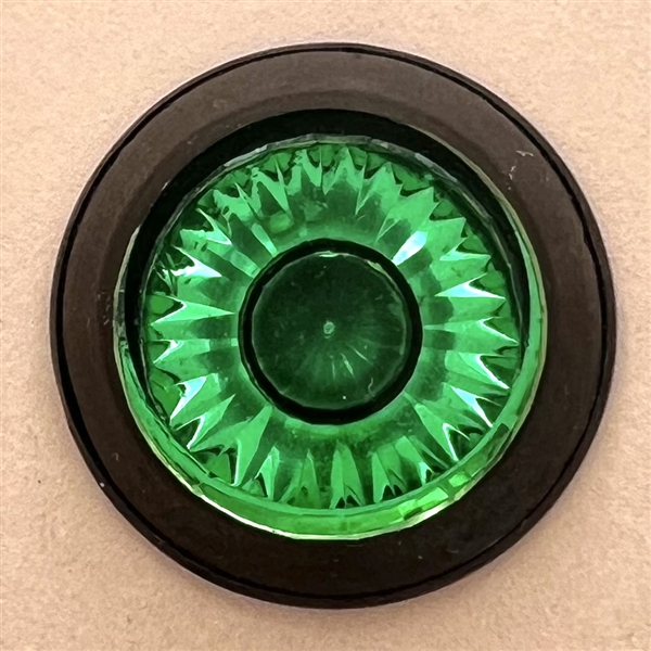 Precision inset button - green glass over black glass.