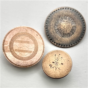 Three 18th c. Copper Colonial buttons including a bird.