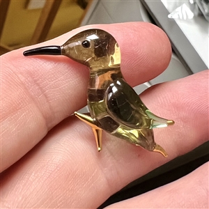 FABULOUS Fritz Lampl torch worked glass button of a hummingbird.