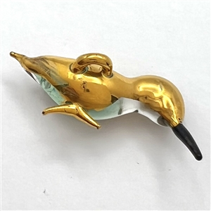 FABULOUS Fritz Lampl torch worked glass button of a hummingbird.