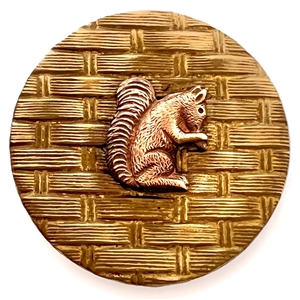 Brass squirrel over basket weave button.