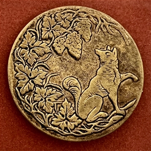 Brass button of “the Fox and the Grapes."